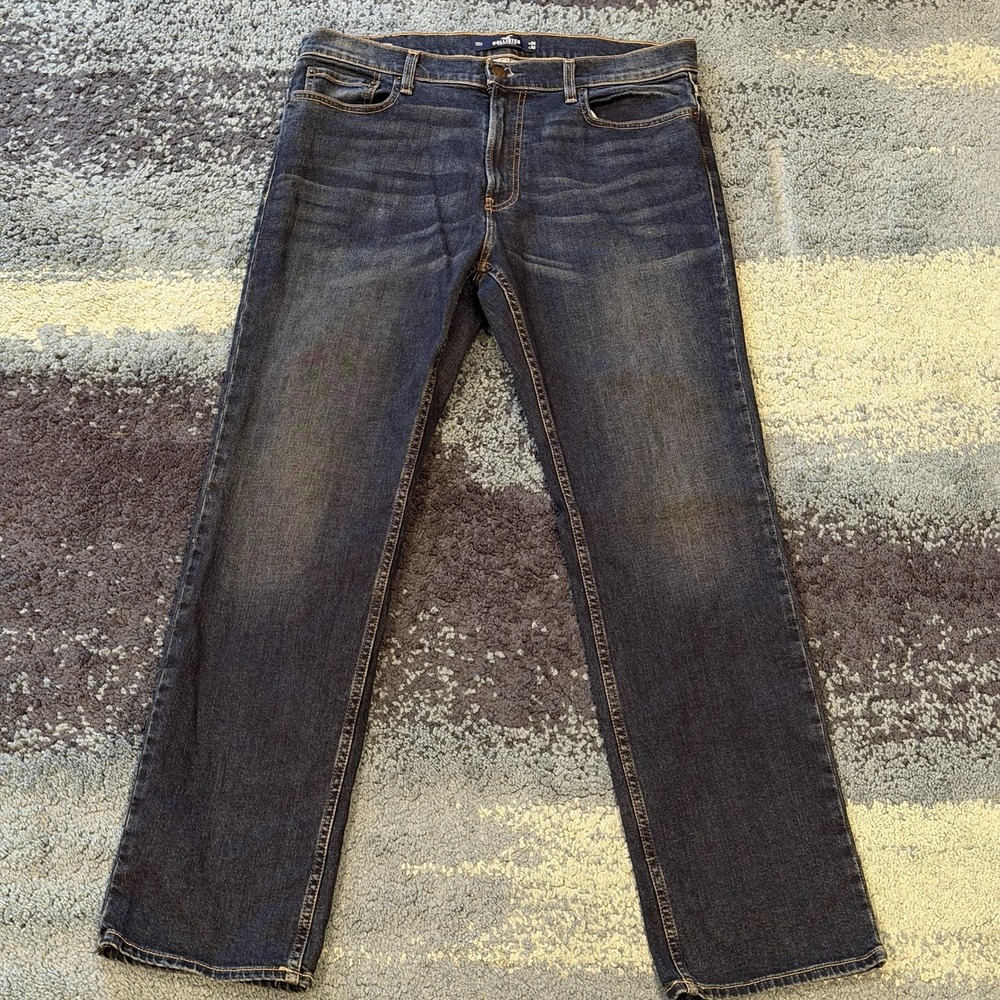 Hollister Classic Straight Epic Flex Jeans Medium Wash Blue Denim Men's 34x32